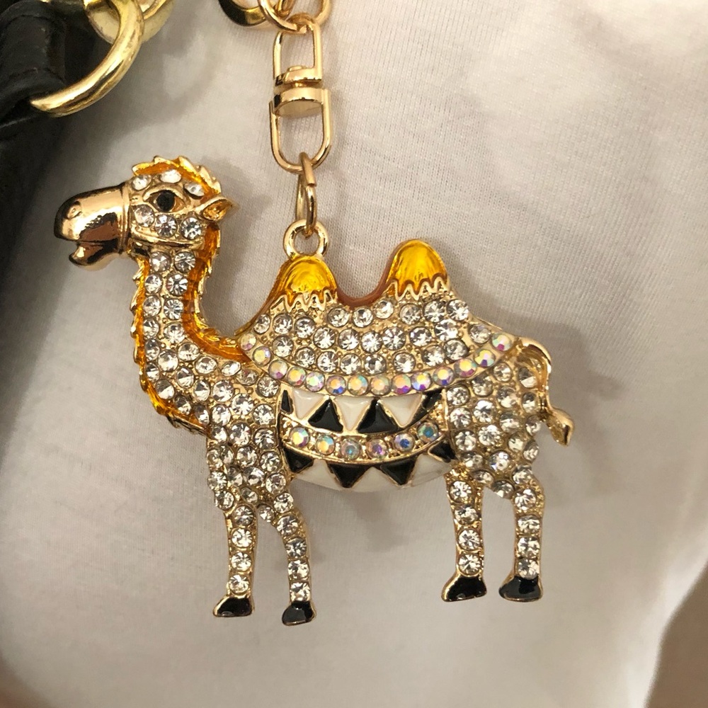 New Gold Crystal Camel Purse Charm/ Keychain